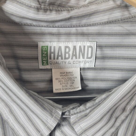 Haband Mens Shirt 3XL Western Short Sleeve Gray Stripe Snaps Pockets STR148XE - Picture 7 of 7